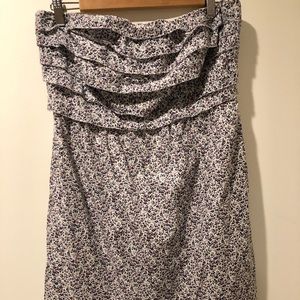 J Crew strapless cotton floral ruffle dress